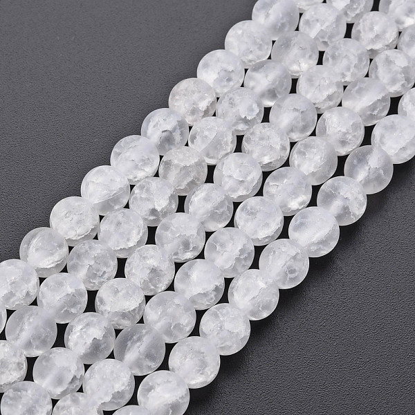 

PandaHall Crackle Glass Beads Strands, Frosted, Round, Clear, 6mm, Hole: 1mm, about 65~68pcs/strand, 15.35~15.75 inch(39~40cm) Glass Round...