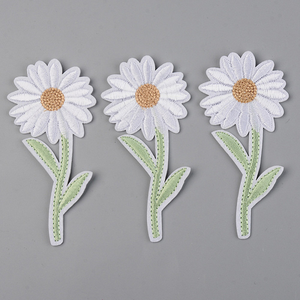 

PandaHall Computerized Embroidery Cloth Iron on/Sew on Patches, Appliques, Costume Accessories, Flower, White, 100x48x1.5mm Cloth Flower...