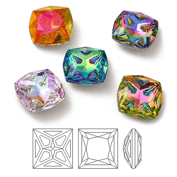 

PandaHall K9 Glass Rhinestone Cabochons, Point Back & Back Plated, Faceted, Square, Mixed Color, 12x12x5mm Glass Rhinestone Square..., Multicolor