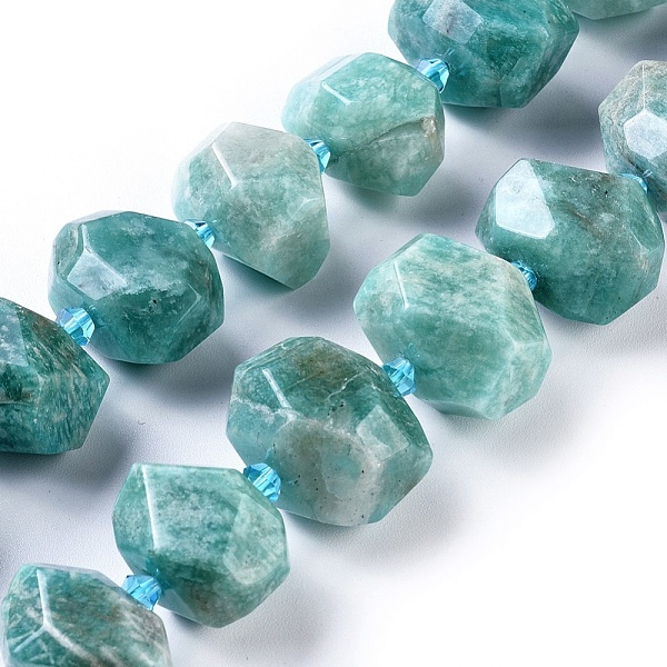 

PandaHall Natural Amazonite Beads Strands, Faceted, Nuggets, 13~16x17~19x12~15mm, Hole: 0.6mm, about 22pcs/strand, 15.6 inch(39.8cm)...