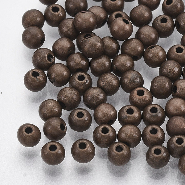 

PandaHall CCB Plastic Beads, Round, Red Copper, 3.5~4x3.5mm, Hole: 1mm, about 16000pcs/500g Plastic Round