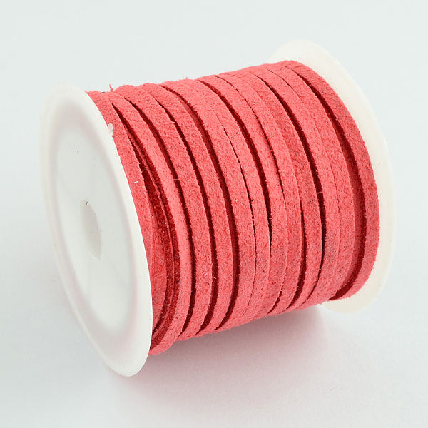 

PandaHall Faux Suede Cord, Faux Suede Lace, Salmon, 4x1.5mm, about 5.46 yards(5m)/roll, 25rolls/bag Faux Suede Red