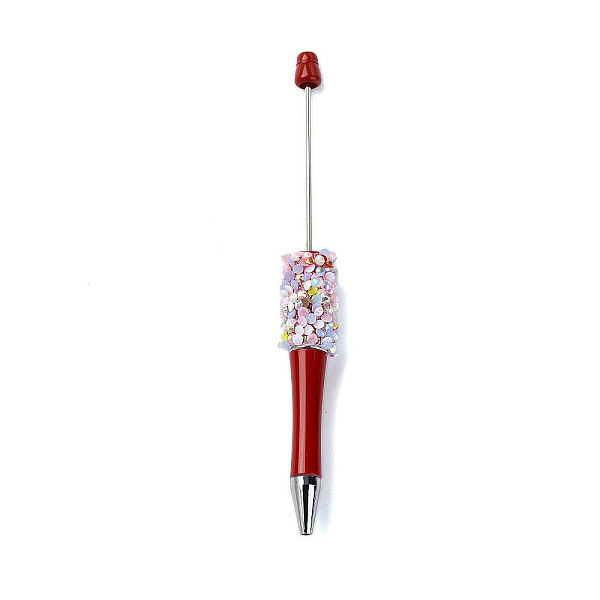 

PandaHall Plastic Beadable Pens, Resin Rhinestone Ball-Point Pen, for DIY Personalized Pen, FireBrick, 145x16mm Plastic Red