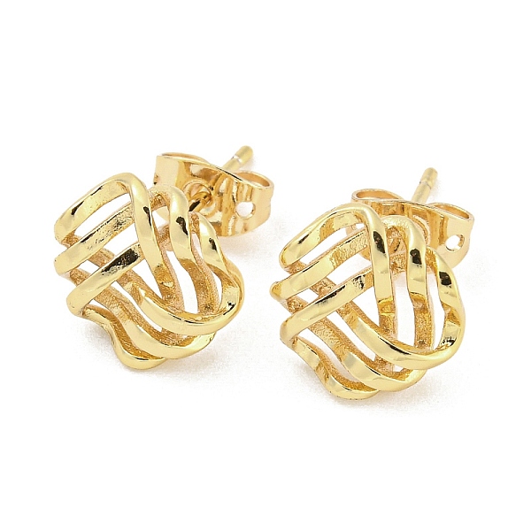 

PandaHall Brass Ear Studs, Real 18K Gold Plated, 10.5x10.5mm Brass Others