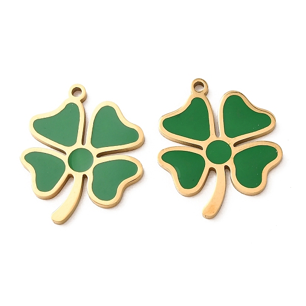 304 Stainless Steel with Green Enamel Pendants