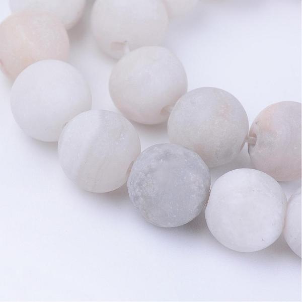 

PandaHall Natural Agate Beads Strands, Frosted, Round, Dyed, 8~8.5mm, Hole: 1mm, about 47pcs/strand, 15.5 inch Natural Agate Round