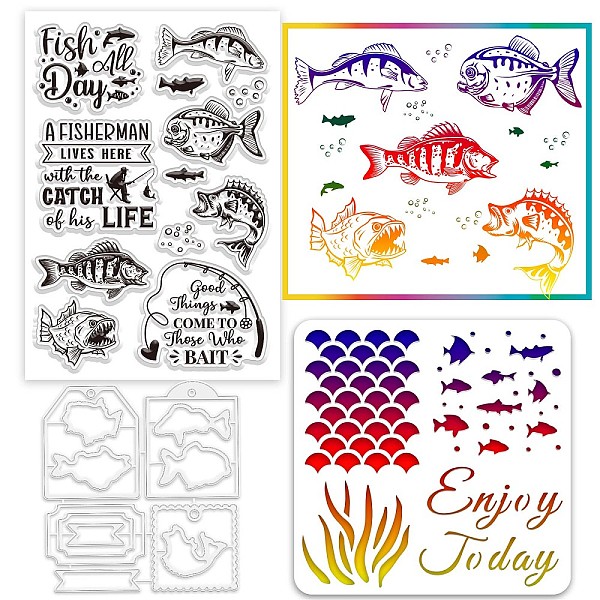 

PandaHall Globleland Custom PVC Plastic Clear Stamps, with PET Hollow Out Drawing Painting Stencils and Carbon Steel Cutting Dies Stencils...