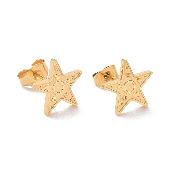 

PandaHall Ion Plating(IP) 304 Stainless Steel Star with Heart Stud Earrings for Women, Golden, 10.5x11x1mm, Pin: 0.6mm 304 Stainless Steel...