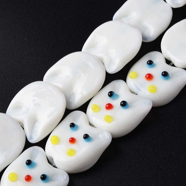 

PandaHall Handmade Lampwork Beads Strands, Cat, White, 15.5~16.5x15.5~16.5x5~6mm, Hole: 1mm, about 30pcs/strand, 17.91 inch~18.50 inch...