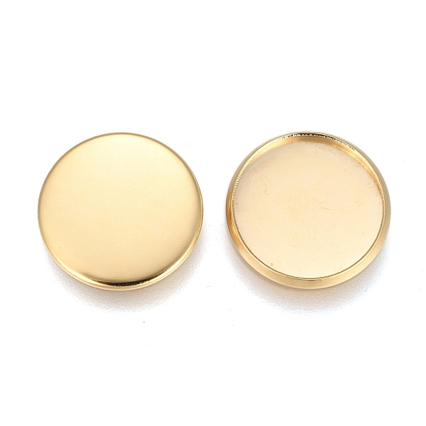 

PandaHall 304 Stainless Steel Plain Edge Bezel Cups, Cabochon Settings, Flat Round, Golden, Tray: 14mm, 15.5x1.9mm 304 Stainless Steel Flat...