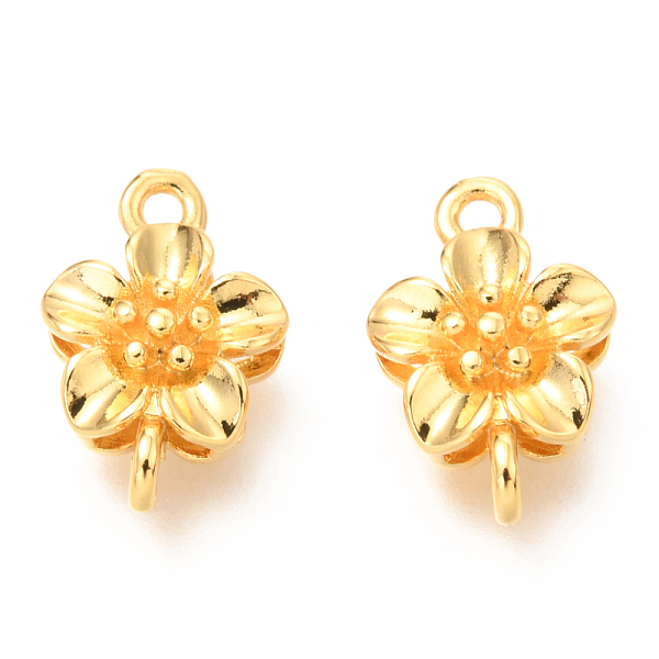 

PandaHall Brass Links Connectors, Long-Lasting Plated, Flower, Real 18K Gold Plated, 14x9x4mm, Hole: 1.4mm and 1.6mm Brass Flower