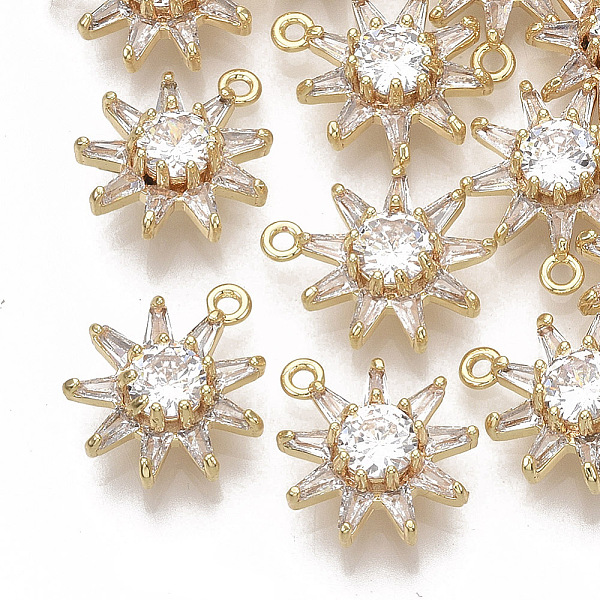 

PandaHall Brass Micro Pave Cubic Zirconia Pendants, Nickel Free, Flower, Clear, Real 18K Gold Plated, 15x13x5mm, Hole: 1.2mm Brass+Cubic...