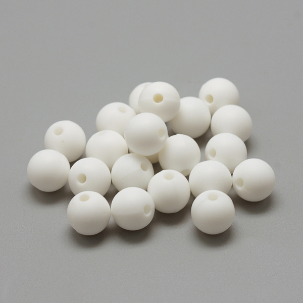 

PandaHall Food Grade Eco-Friendly Silicone Beads, Chewing Beads For Teethers, DIY Nursing Necklaces Making, Round, White, 14~15mm, Hole: 2mm...