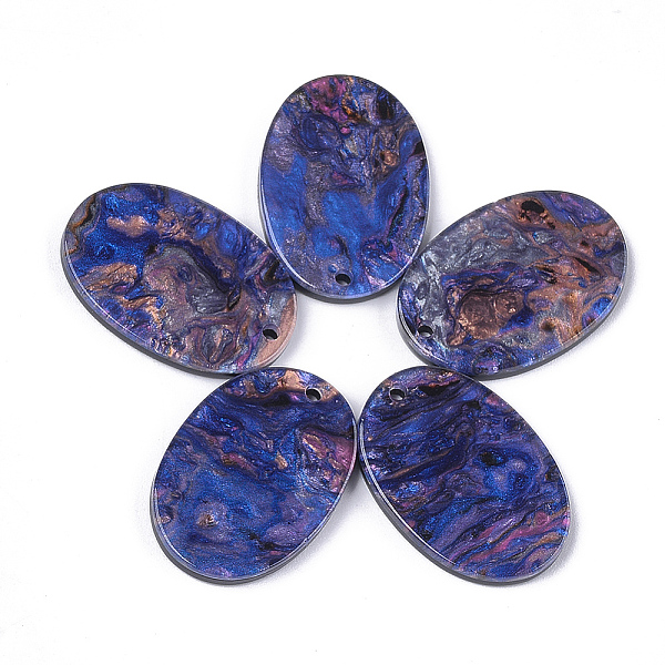 

PandaHall Cellulose Acetate(Resin) Pendants, Oval, Slate Blue, 27x18.5x2~2.5mm, Hole: 1.6mm Cellulose Acetate Oval
