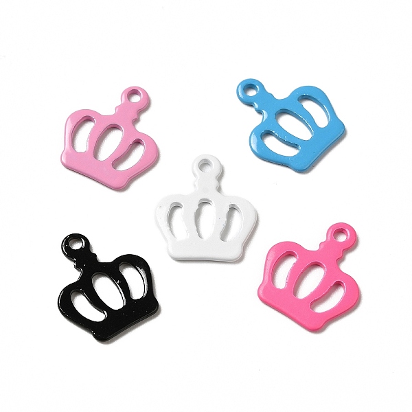 

PandaHall Spray Painted 201 Stainless Steel Charms, Crown Charm, Mixed Color, 13x11x0.5mm, Hole: 1.2mm 201 Stainless Steel Crown Multicolor