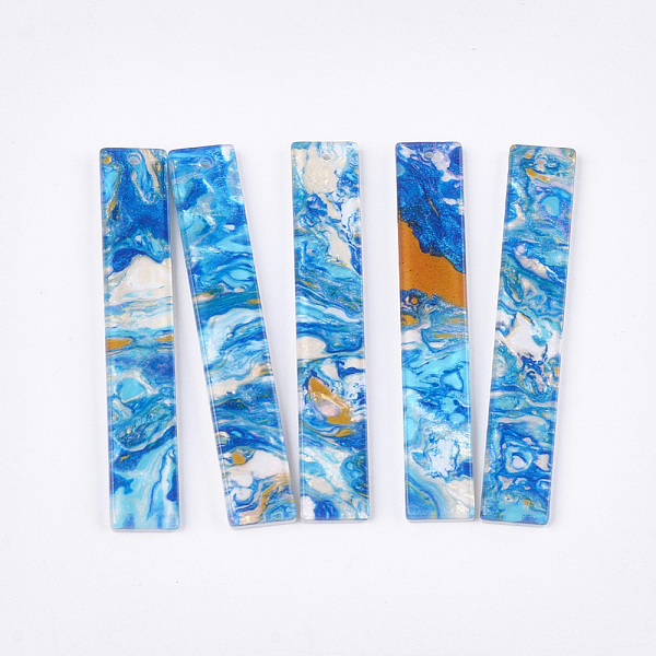 

PandaHall Cellulose Acetate(Resin) Big Pendants, Rectangle, Dodger Blue, 53x9x2~3mm, Hole: 1.5mm Cellulose Acetate Rectangle Blue