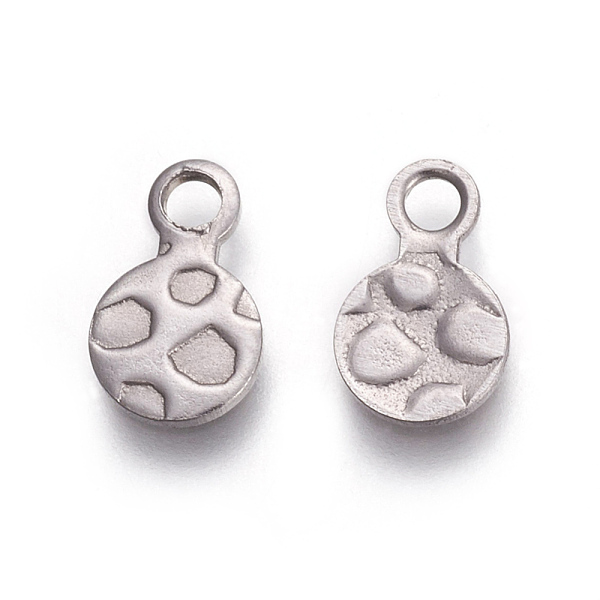 

PandaHall 304 Stainless Steel Charms, Flat Round, Bumpy, Stainless Steel Color, 9.5x6x0.7mm, Hole: 1.8mm 304 Stainless Steel Flat Round