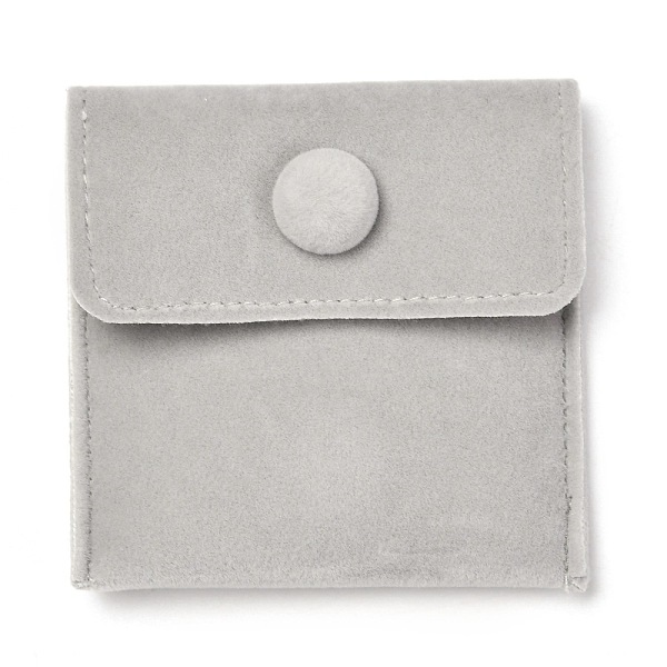 

PandaHall Square Velvet Jewelry Bags, with Snap Fastener, Gainsboro, 6.7~7.3x6.7~7.3x0.95cm Velvet Gray