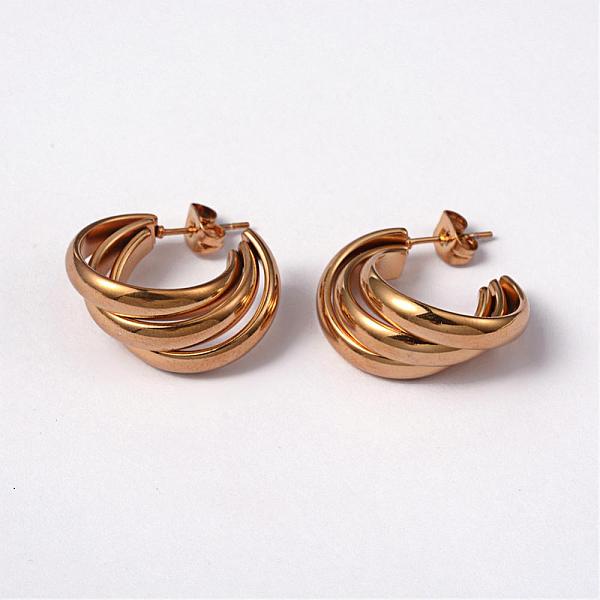 

PandaHall 304 Stainless Steel Stud Earrings, Half Hoop Earrings, Hypoallergenic Earrings, Golden, 22x10mm, Pin: 0.8mm 304 Stainless Steel...