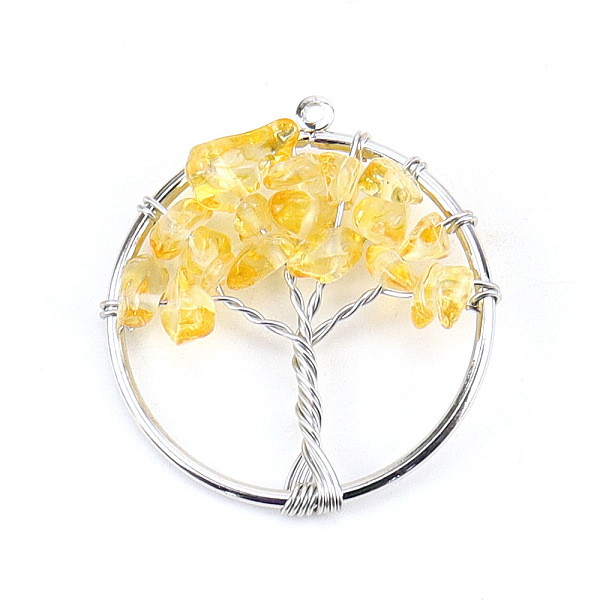 Natural Citrine Tree fo Life Pendants