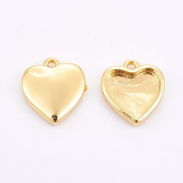 

PandaHall Brass Pendant Cabochon Settings, Plain Edge Bezel Cups, Long-Lasting Plated, Heart, Golden, Tray: 8x9mm, 12x11x2.5mm, Hole: 1mm...