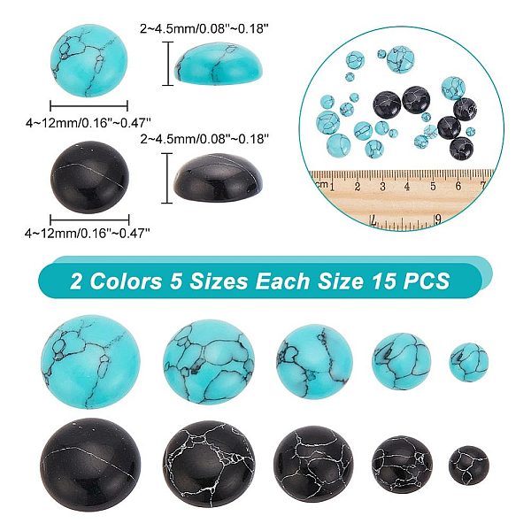 ARRICRAFT 150Pcs 10 Styles Synthetic Turquoise Cabochons