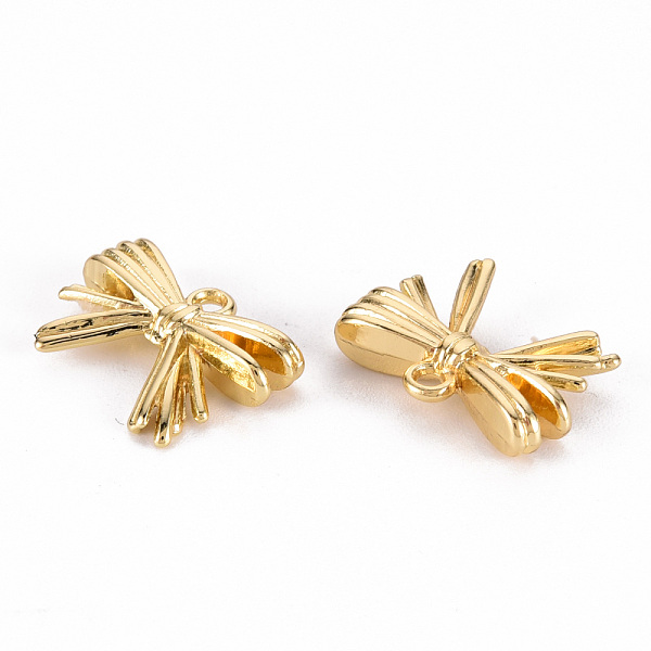 

PandaHall Rack Plating Alloy Pendants, Cadmium Free & Lead Free, Bowknot, Light Gold, 13x16x12.5mm, Hole: 1.8mm Alloy Bowknot