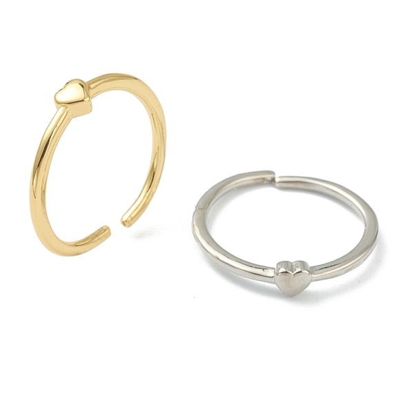 

PandaHall Brass Cuff Rings, Open Rings, Long-Lasting Plated, Heart, Mixed Color, US Size 6, Inner Diameter: 17mm Brass