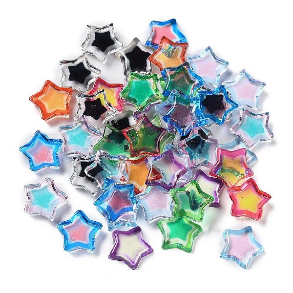 

PandaHall Transparent Two Tone Resin Cabochons, Star, Mixed Color, 9.5x9.8x2.5mm Resin Star Multicolor