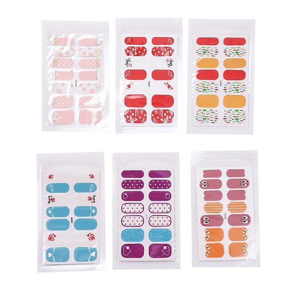 

PandaHall Fruit Floral Leopard Print Full Wrap Nail Polish Stickers, Self-Adhesive Glitter Powder Nail Decal Strips, with Free Manicure..., Multicolor