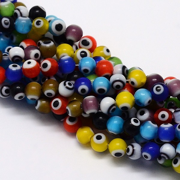 

PandaHall Handmade Evil Eye Lampwork Round Bead Strands, Mixed Color, 10mm, Hole: 1mm, about 39pcs/strand, 14.96 inch Lampwork Evil Eye..., Multicolor