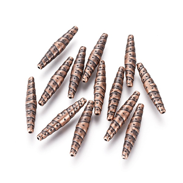 

PandaHall Tibetan Style Alloy Beads, Lead Free and Cadmium Free, Tube, Red Copper, 25x5mm, Hole: 1mm Alloy Bicone