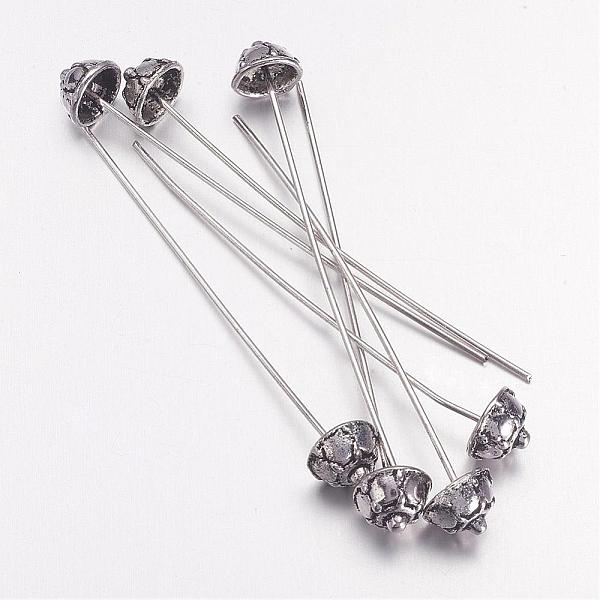 

PandaHall Tibetan Style Pins, Cadmium Free & Lead Free, Antique Silver, 53x7.3mm, Pin: 1mm Alloy