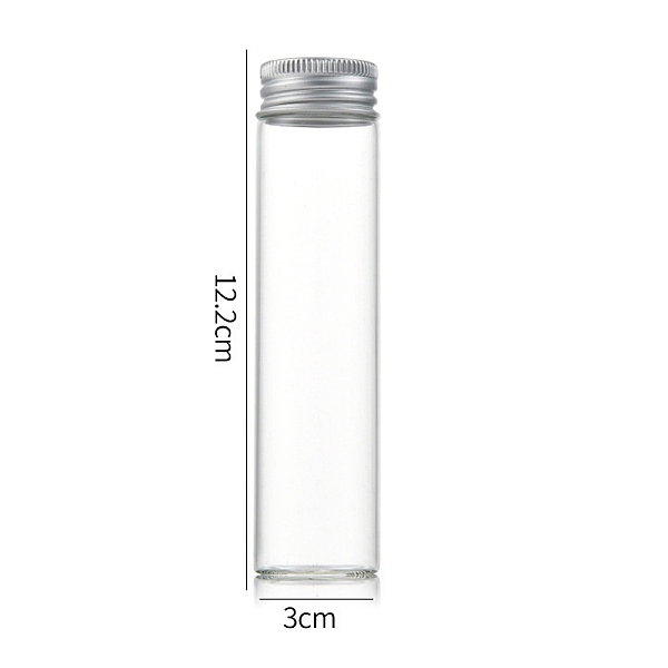 

PandaHall Clear Glass Bottles Bead Containers, Screw Top Bead Storage Tubes with Aluminum Cap, Column, Silver, 3x12cm, Capacity: 80ml...