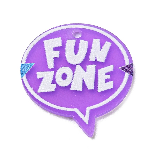 

PandaHall Acrylic Pendants, Oval with Word, Purple, 28.5x28.5x2.5mm, Hole: 2mm Acrylic Word Purple