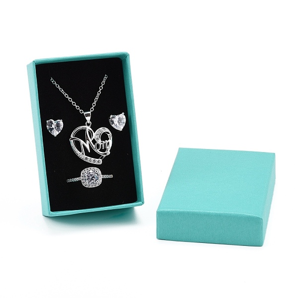 Cardboard Gift Box Jewelry Boxes, for Necklace, Ring, with Black Sponge Inside, Rectangle, Medium Turquoise, 8x5.1x2.7cm