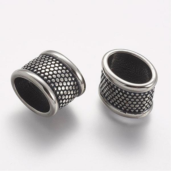 

PandaHall 304 Stainless Steel Slide Charms, For Leather Cord Bracelets Rope Keychain Making, Oval, Antique Silver, 12x16x12mm, Hole...