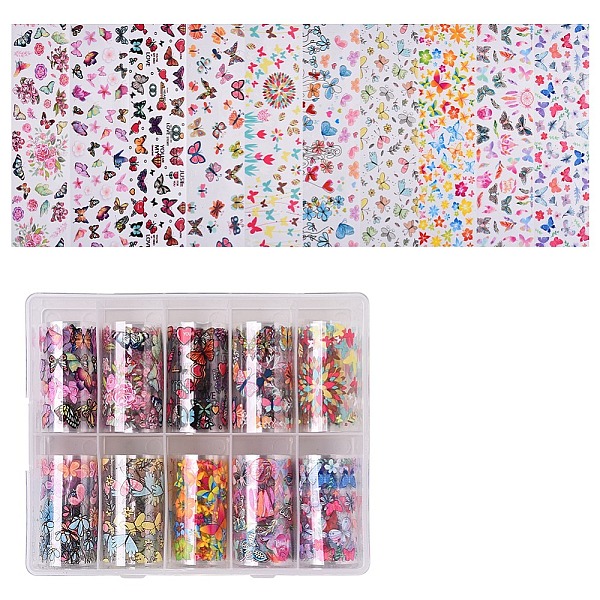 

PandaHall Nail Art Transfer Stickers, Nail Decals, DIY Nail Tips Decoration for Women, Butterfly & Flower Pattern, Mixed Color, 40mm, anout..., Multicolor