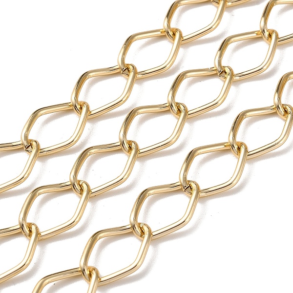 

PandaHall Oxidation Aluminum Twist Rhombus Link Chains, Unwelded, with Spool, Golden, 19x13x2mm, about 82.02 Feet(25m)/Roll Aluminum