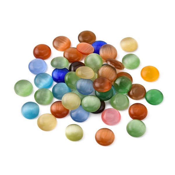 

PandaHall Cat Eye Cabochons, Half Round, Mixed Color, 8x3mm Glass Half Round Multicolor