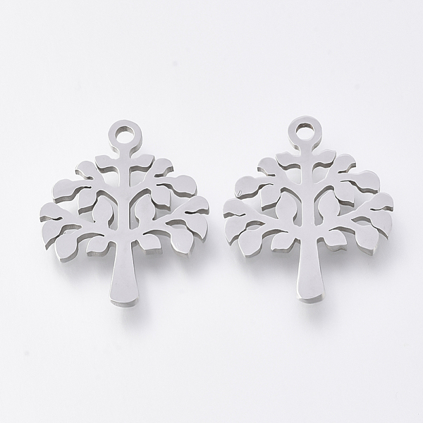 

PandaHall 201 Stainless Steel Pendants, Laser Cut Pendants, Tree, Stainless Steel Color, 17x14x1mm, Hole: 1.4mm 201 Stainless Steel Tree