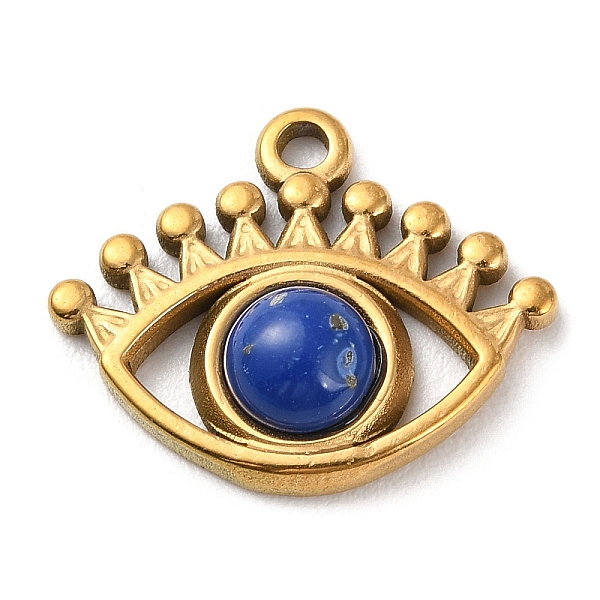 

PandaHall Natural Turquoise Dyed Eye Pendants, Golden Plated 304 Stainless Steel Eye Charms, 16.5x20x5mm, Hole: 1.6mm Turquoise Eye