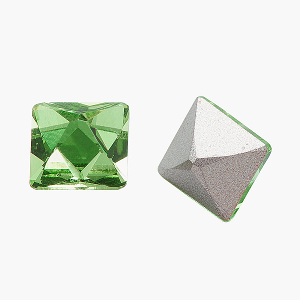 

PandaHall K9 Glass Rhinestone Cabochons, Pointed Back & Back Plated, Faceted, Square, Peridot, 8x8x8mm Glass Rhinestone Square Green
