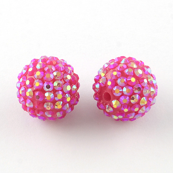 

PandaHall AB-Color Resin Rhinestone Beads, with Acrylic Round Beads Inside, for Bubblegum Jewelry, Magenta, 22x20mm, Hole: 2~2.5mm..., Pink