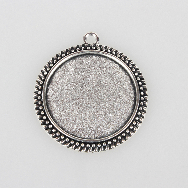 

PandaHall Tibetan Style Alloy Pendant Cabochon Settings, Cadmium Free & Lead Free, Flat Round, Antique Silver, Tray: 30mm, 43x38x2mm, Hole...