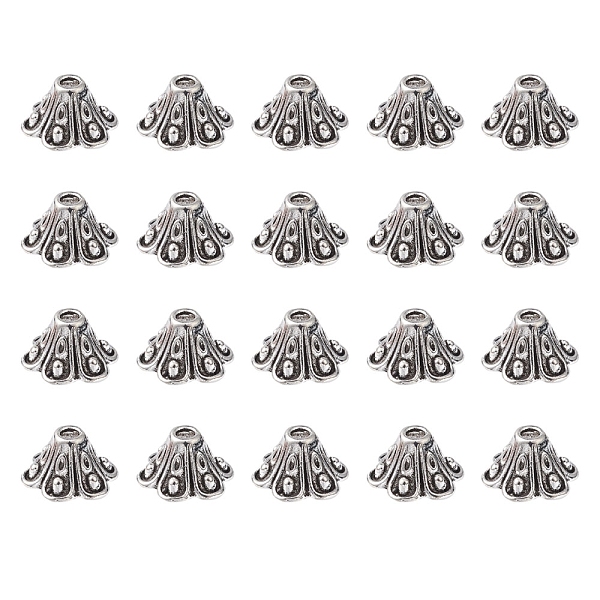 

PandaHall Alloy Bead Cap, 6-Petal, Flower, Antique Silver, 9x5mm, Hole: 1.5mm Alloy