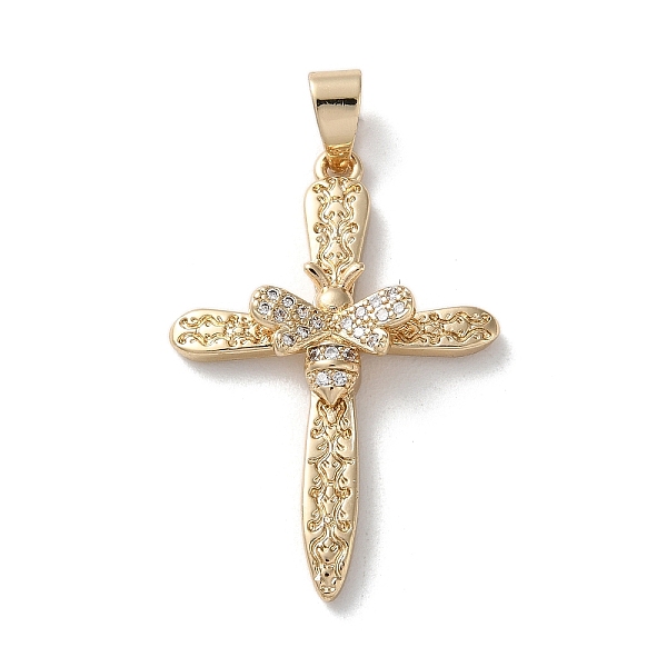 

PandaHall Brass Micro Pave Cubic Zirconia Pendants, Cross, Real 18K Gold Plated, 34.5x24x5.5mm, Hole: 6x3.5mm Brass+Cubic Zirconia Cross..., Clear