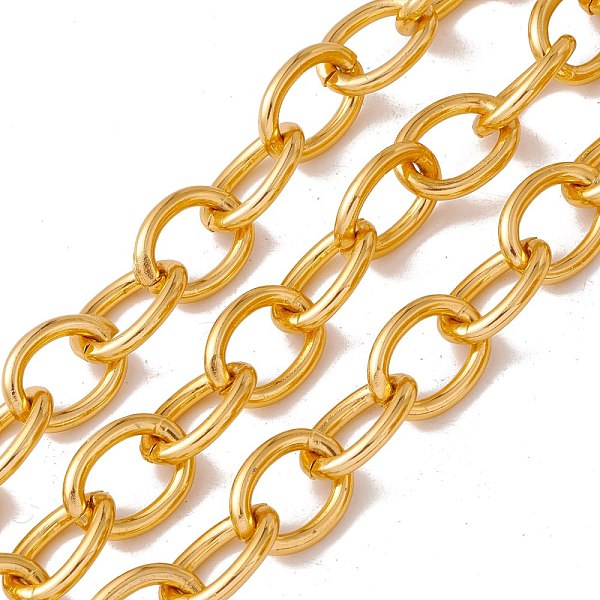 

PandaHall Oval Oxidation Aluminum Cable Chains, Unwelded, with Spool, Golden, Link: 21x16x3mm, about 10m/roll Aluminum
