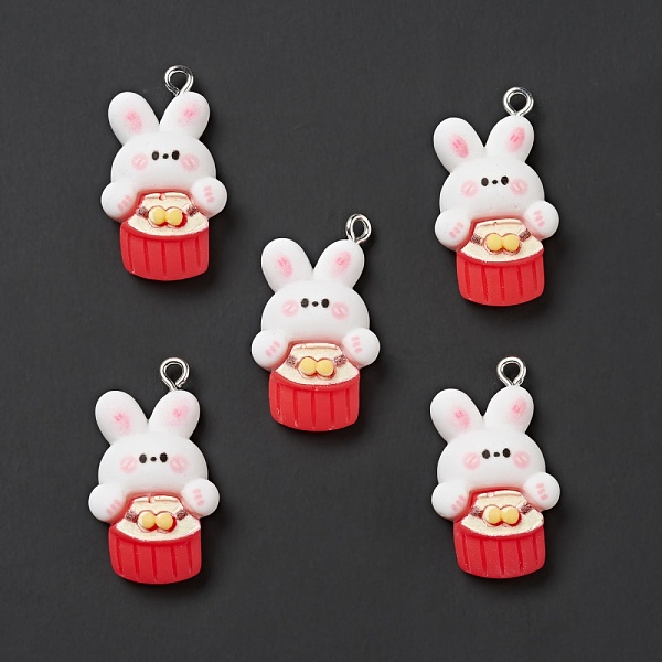

PandaHall Music Theme Opaque Resin Pendants, with Platinum Tone Iron Loops, Rabbit Charm with Drum, Red, 29x16x8mm, Hole: 2mm Iron+Resin...