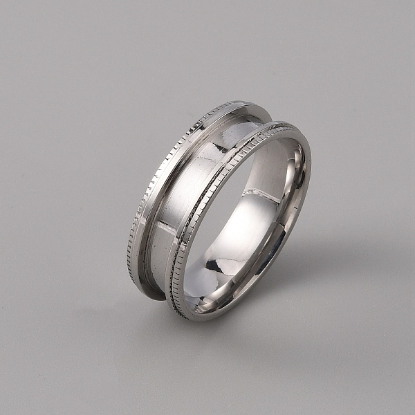 

PandaHall 201 Stainless Steel Grooved Finger Ring Settings, Ring Core Blank, for Inlay Ring Jewelry Making, Stainless Steel Color, Size 13...
